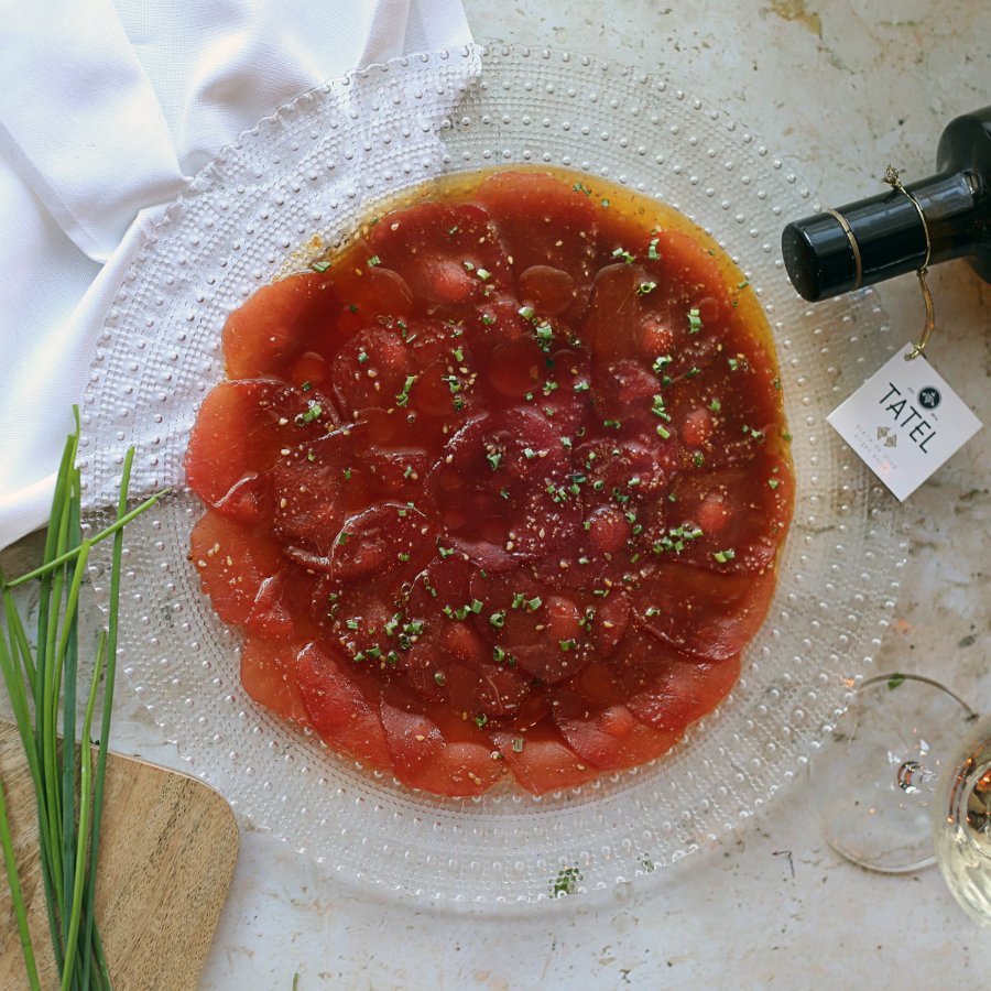 Atún rojo muy fino con AOVE TATEL